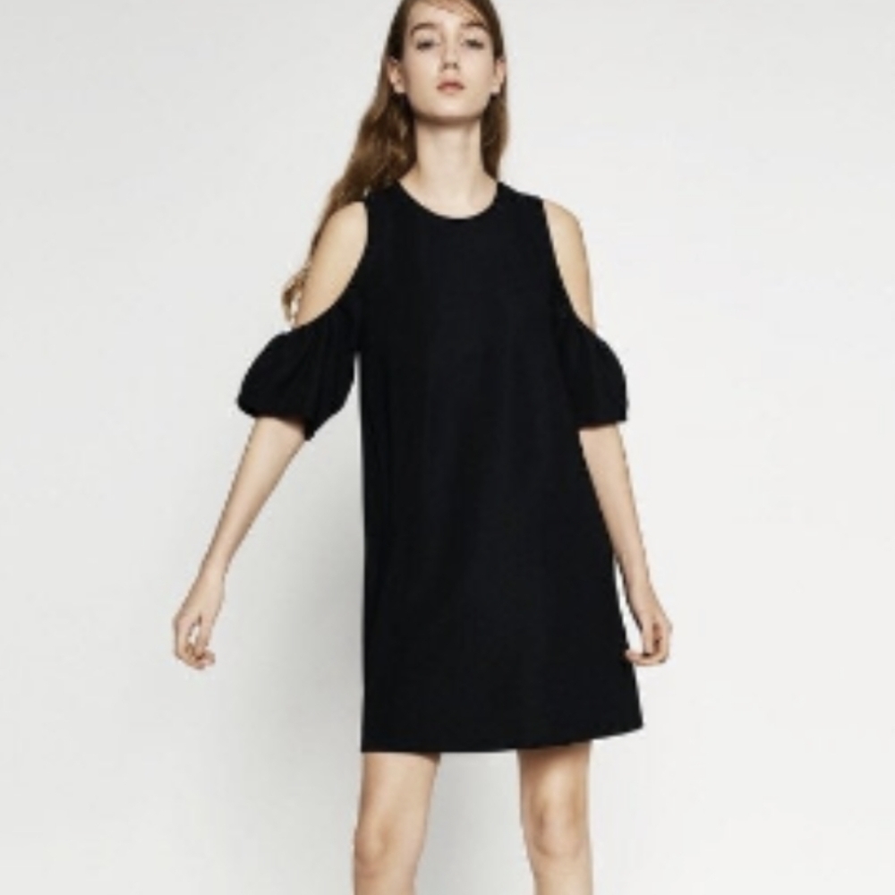 ZARA Trafaluc Cold Shoulder LBD A Line Dress S